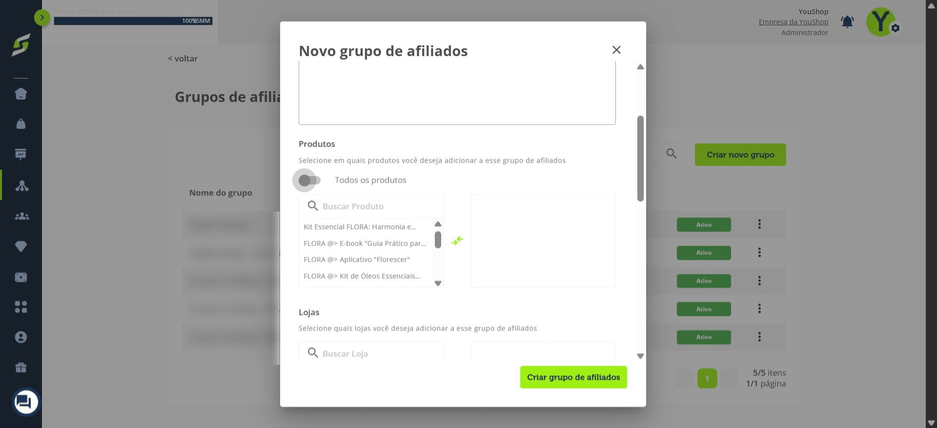 Preencha todas as informações do grupo.