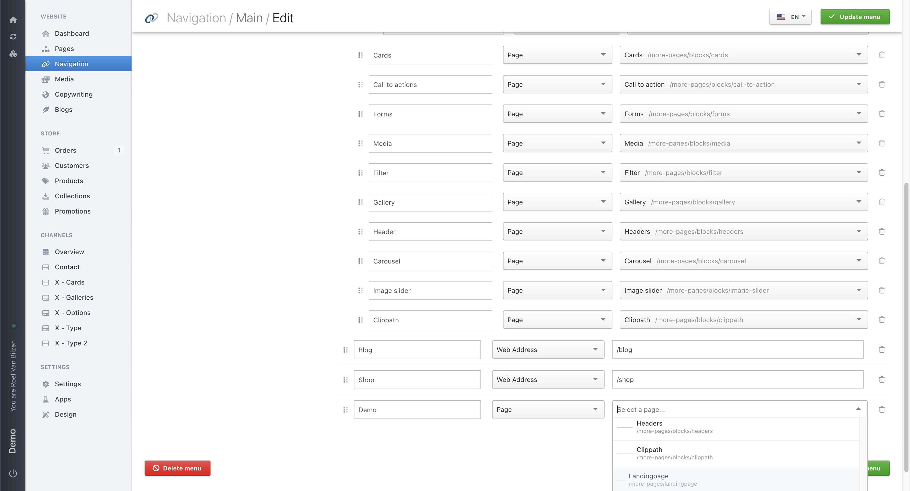 Click on a page to select it.