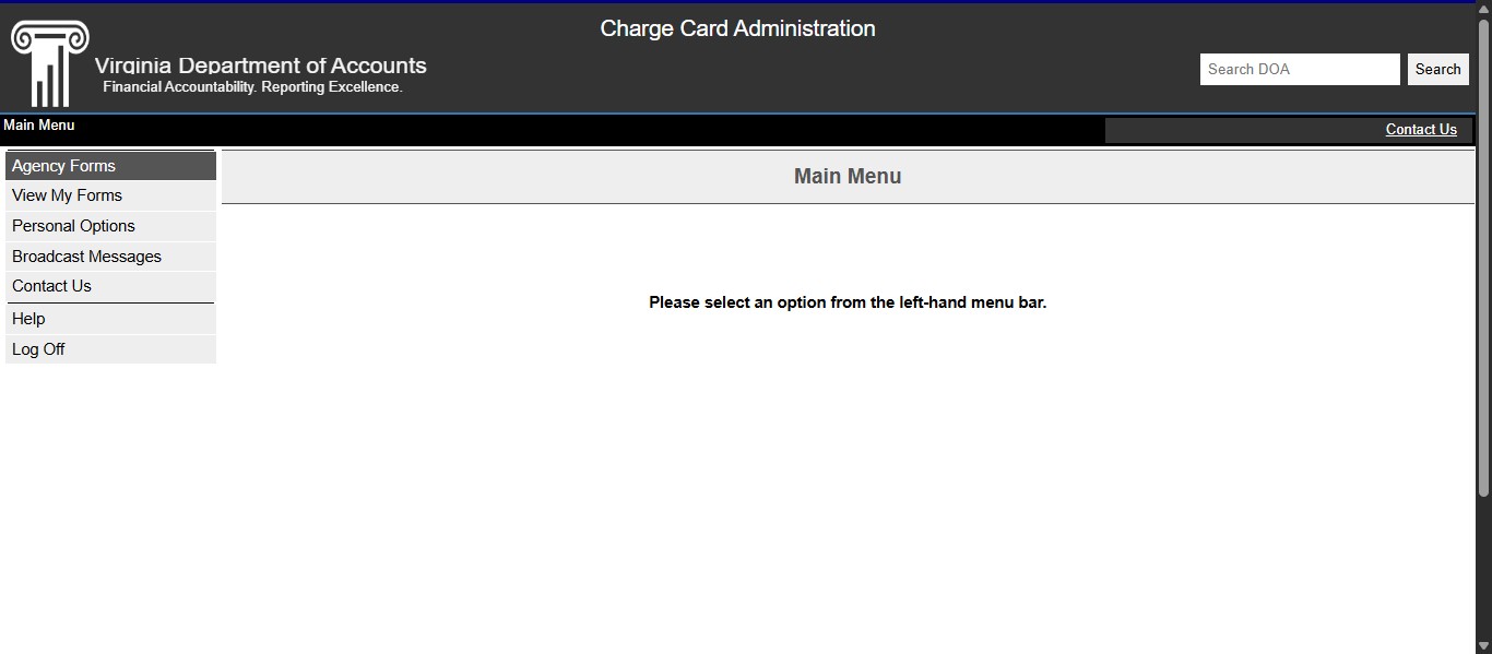 Once in the CCA Forms Database, Click on "Agency Forms"