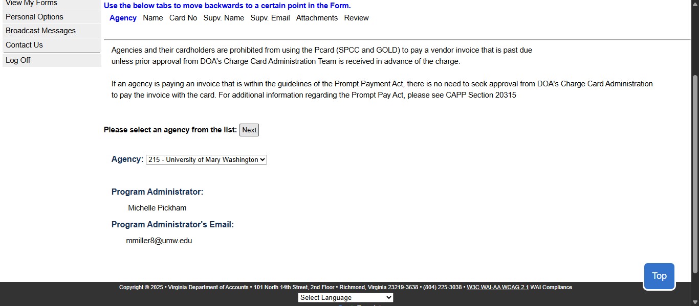 The first bit of information is already pre-filled based on your login. Click Next.
