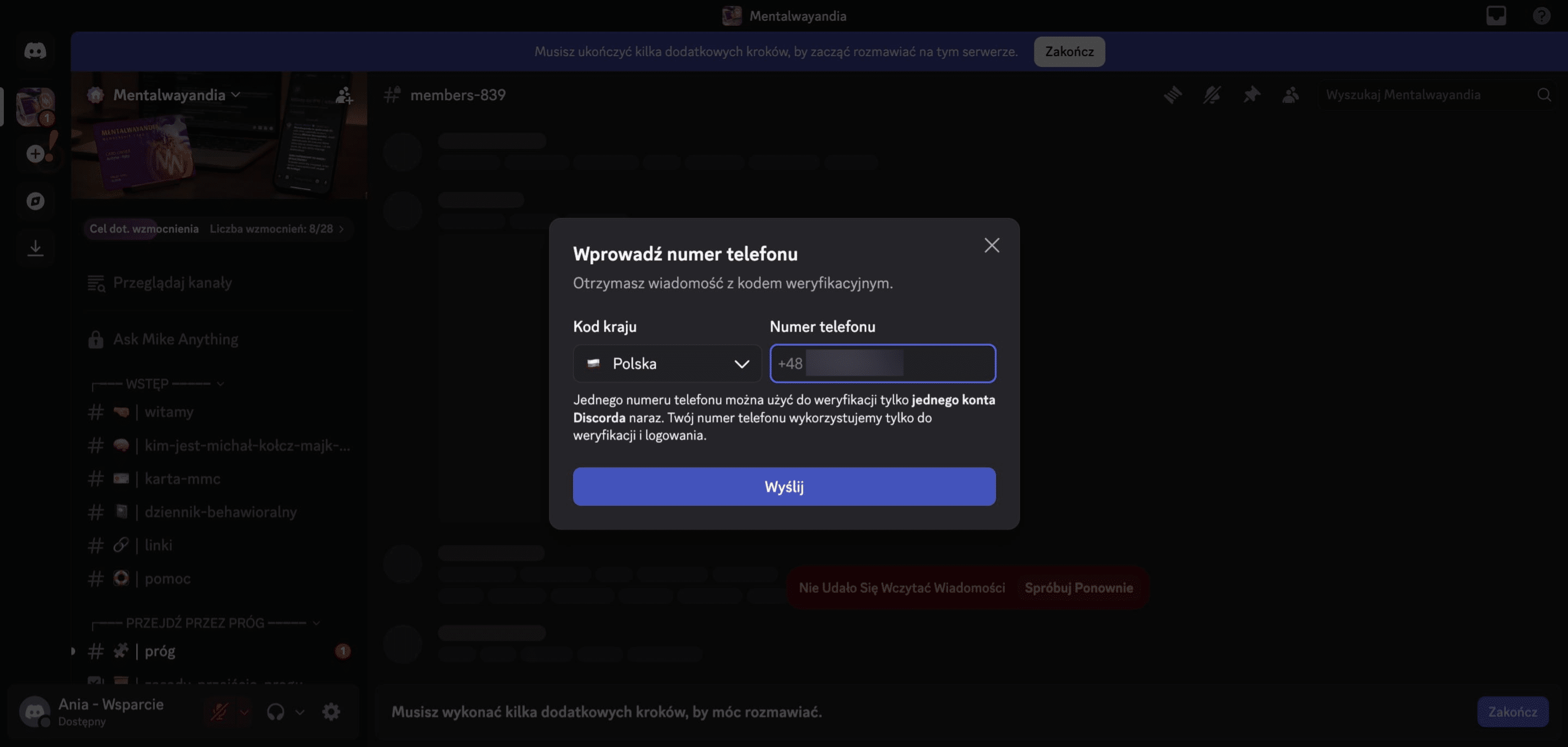 Podaj swój numer i kliknij "Wyślij"