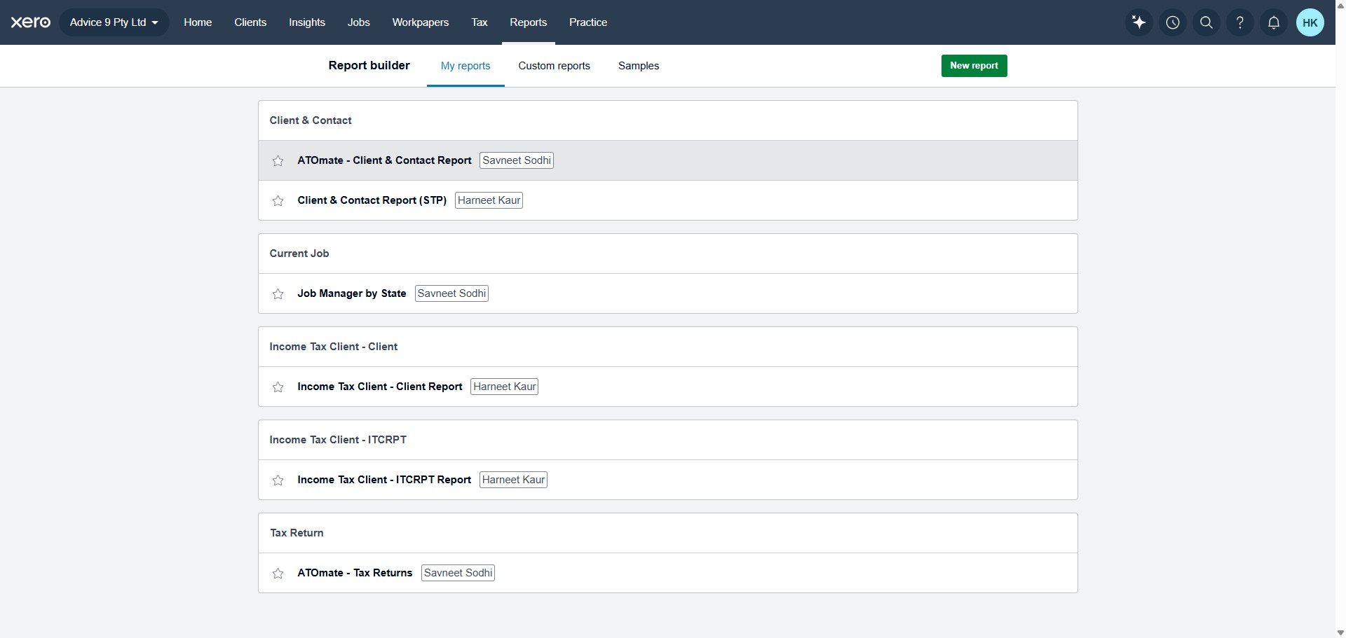 Click on "ATOmate - Client & Contact Report"
