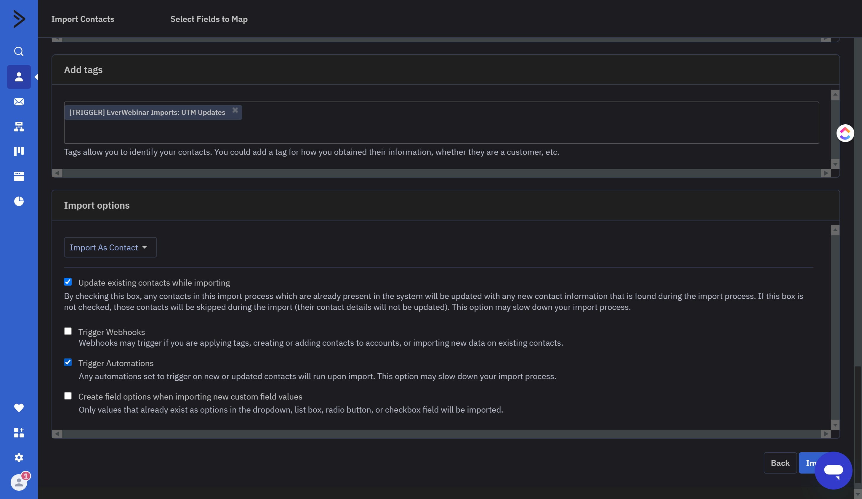 Make sure the "Trigger Automations" box is checked ✅