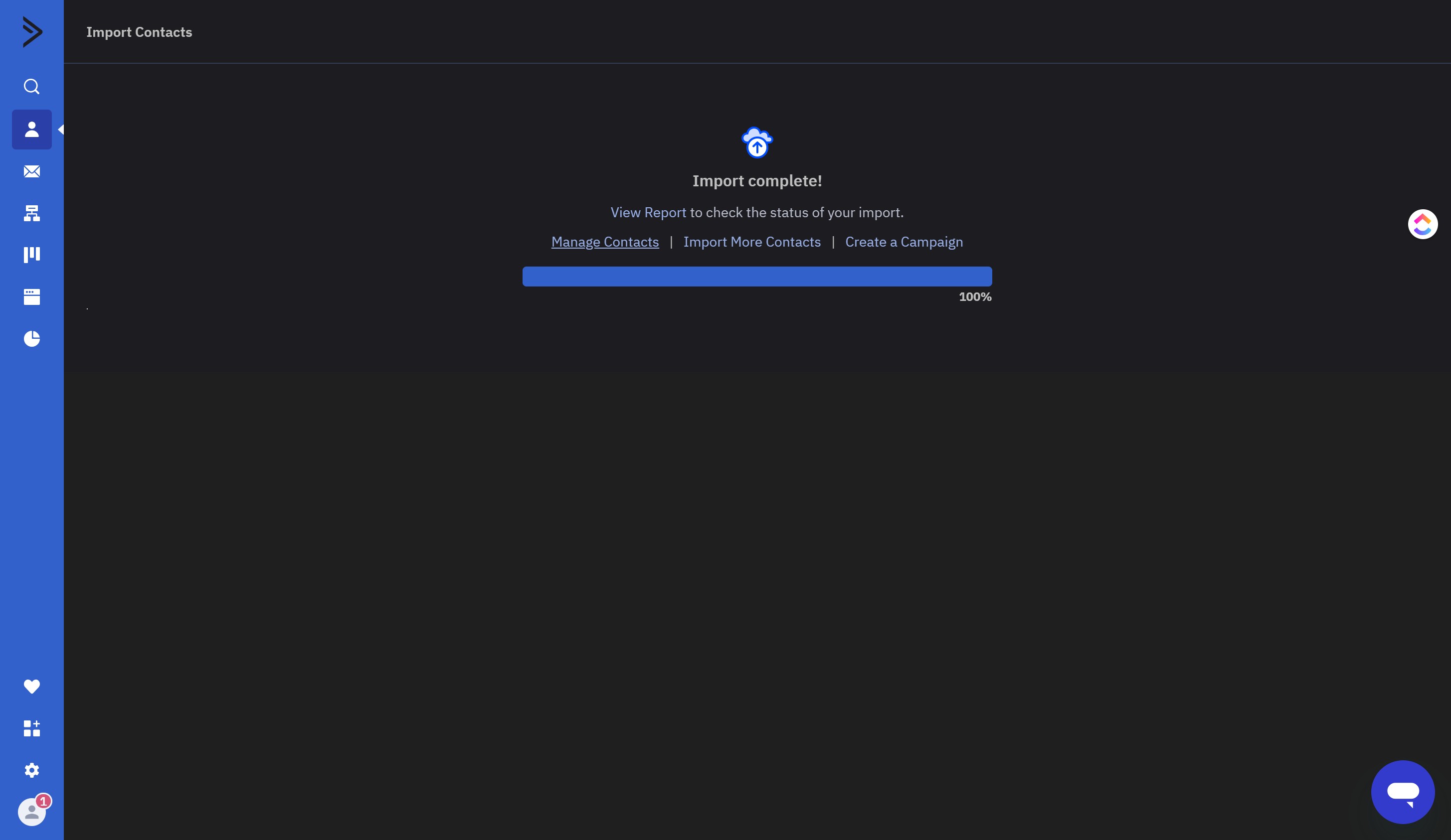 Wait until you see "Import Complete!"