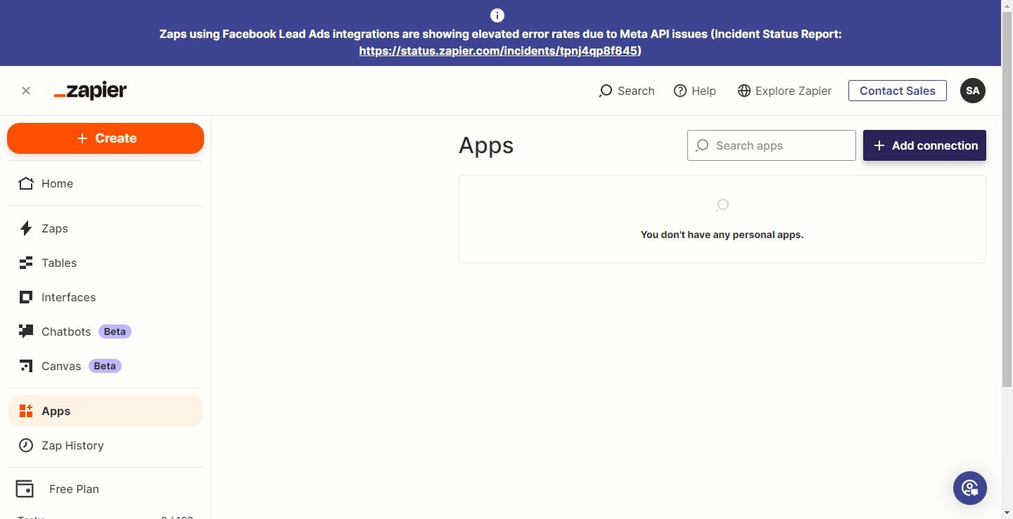 Click on the "Add connection" button.