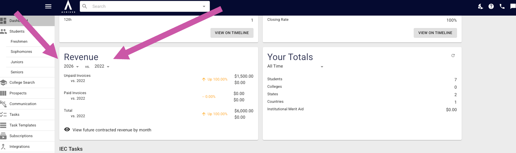 You can select two years to **Compare Revenue.** 