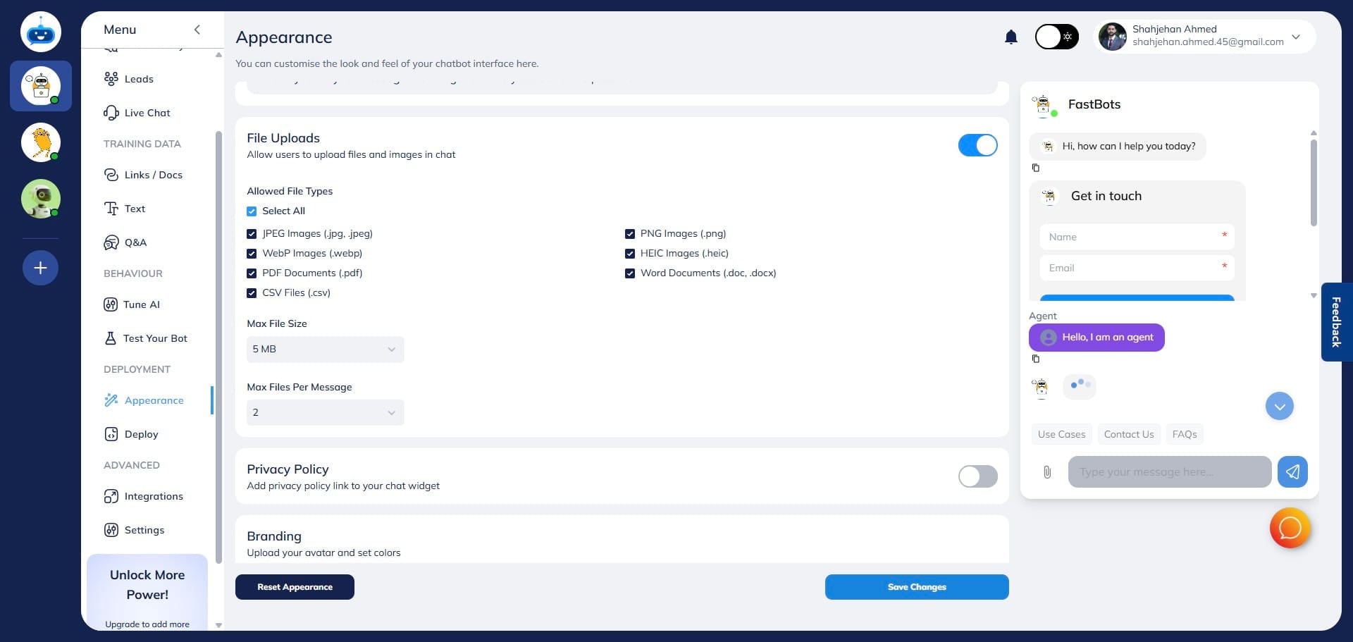 Use this option to determine the maximum file size a user can upload. The maximum file size allowed is 10 MB.