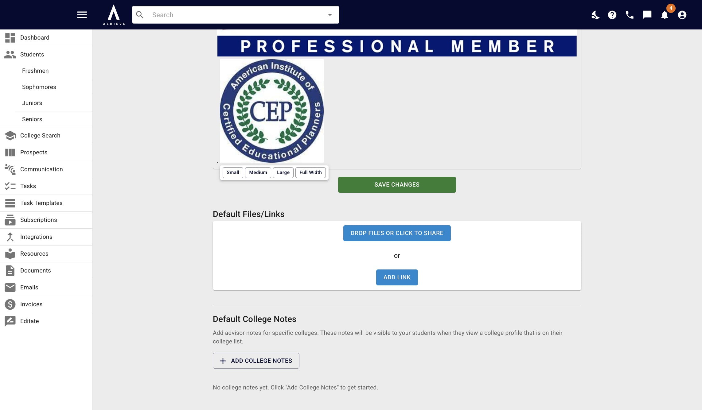 Double click on an image & resizing options will appear