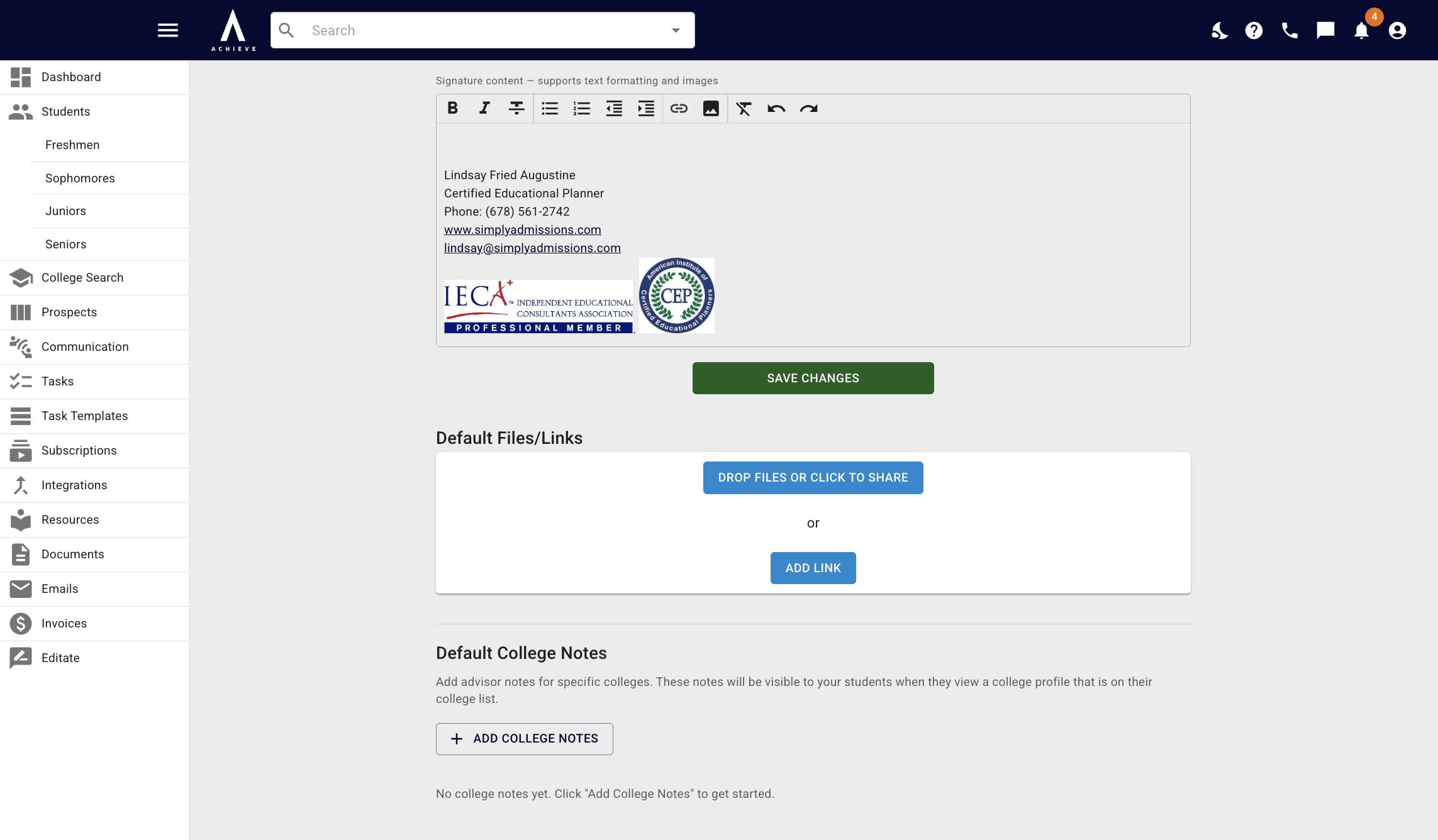 Click on **Save Changes** once you're done