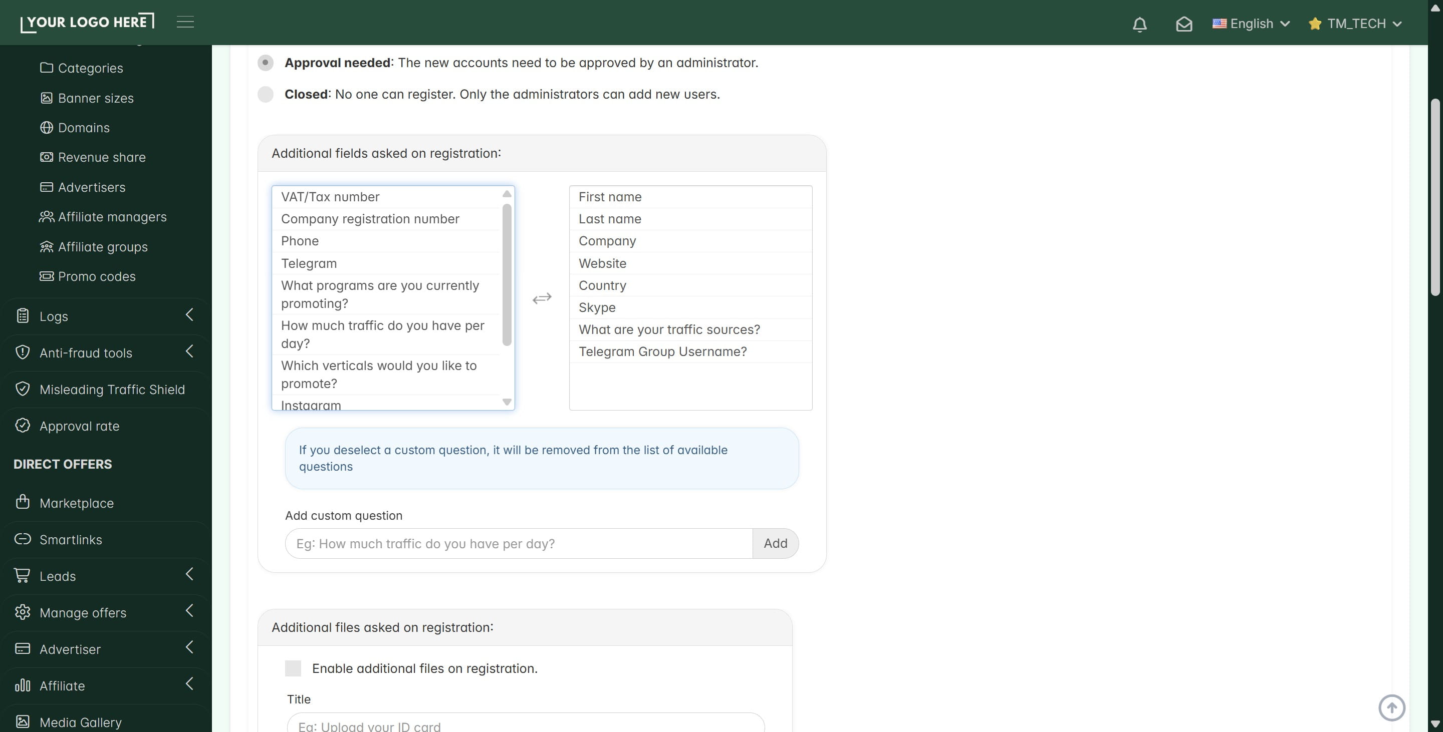 **- create custom questions (if needed),**