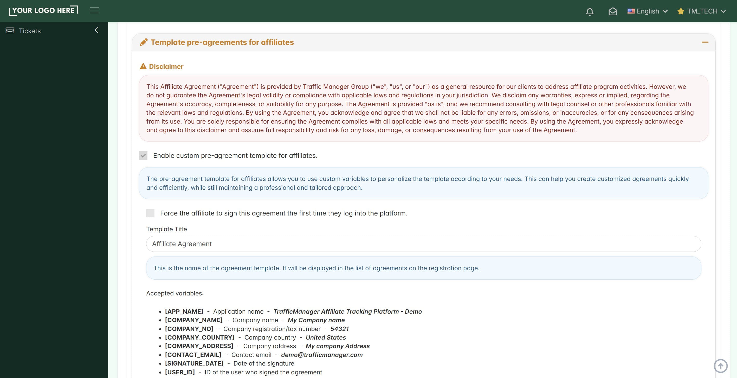 Check the Enable box,