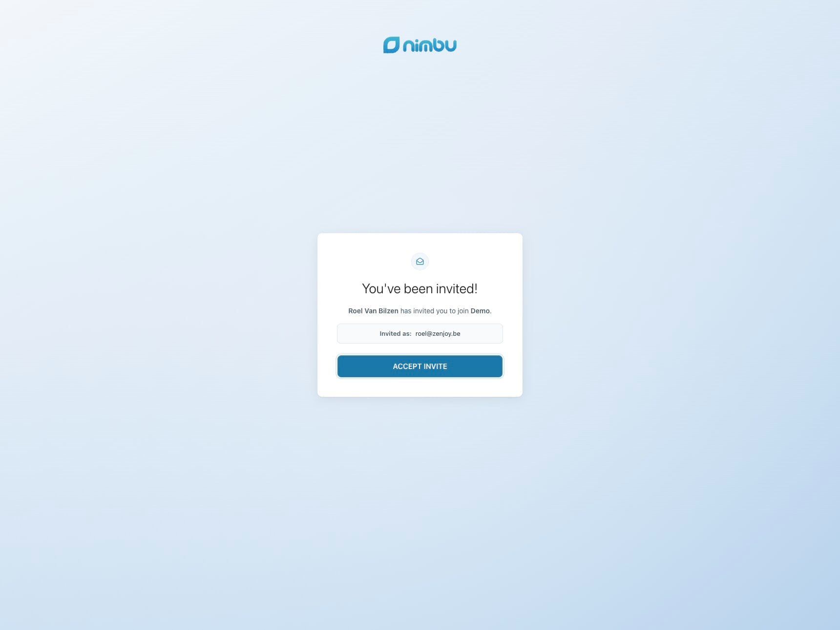After the invited person clicks the link in the invitation email, they can accept the invitation.