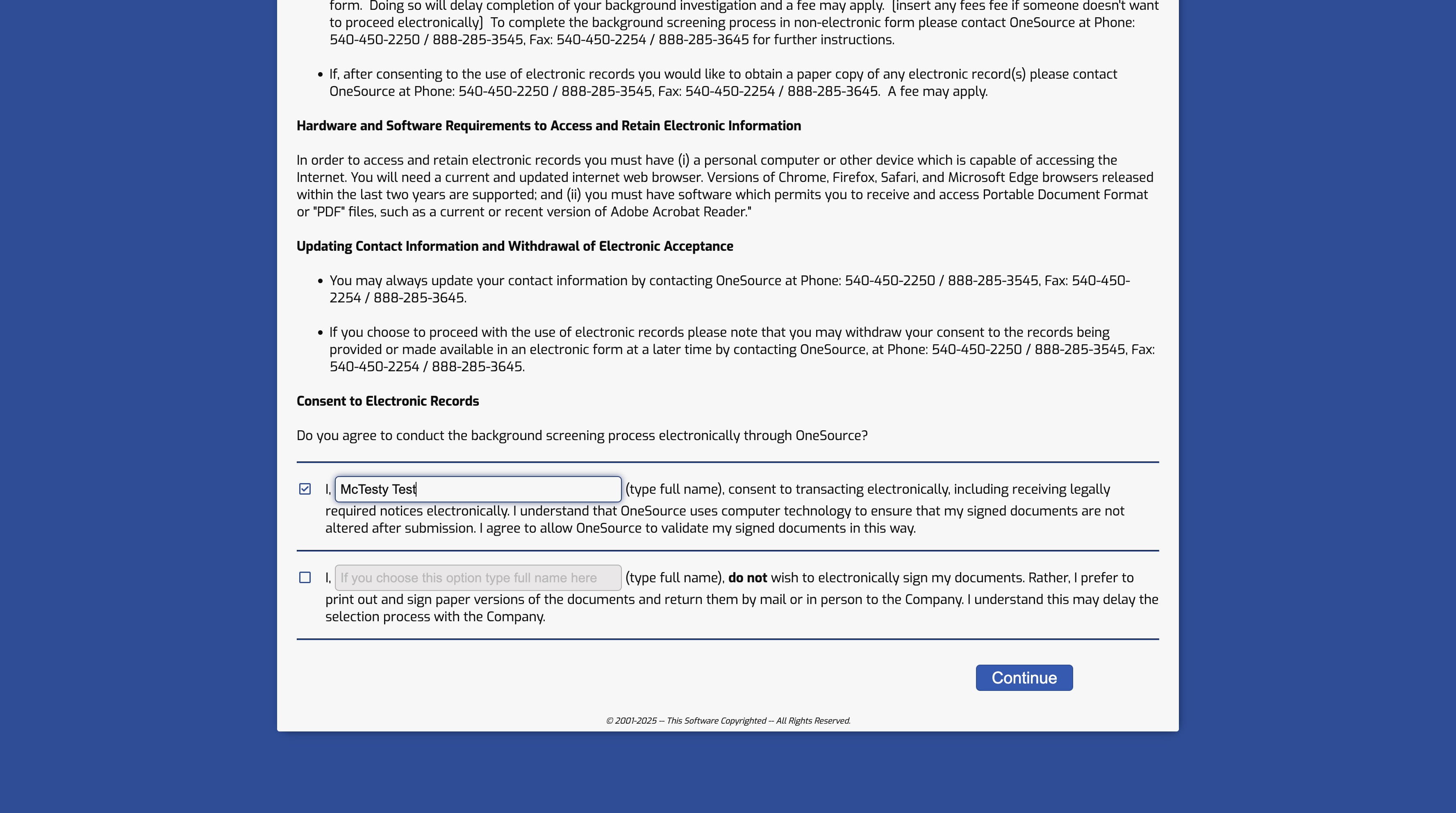 Click on "Continue"