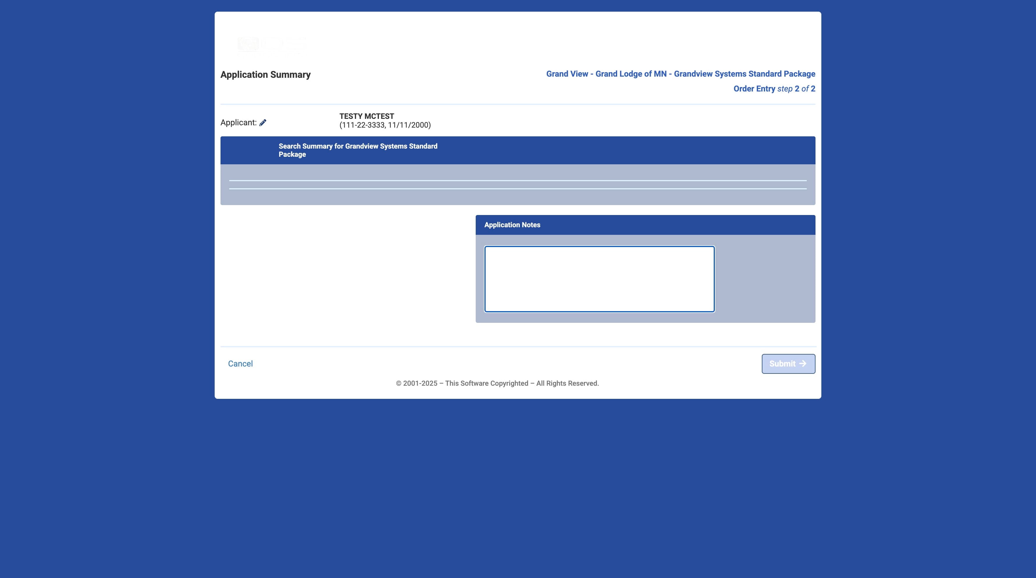 Click on "Submit"