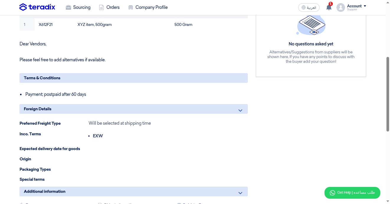 Check in case your client recommends a freight type