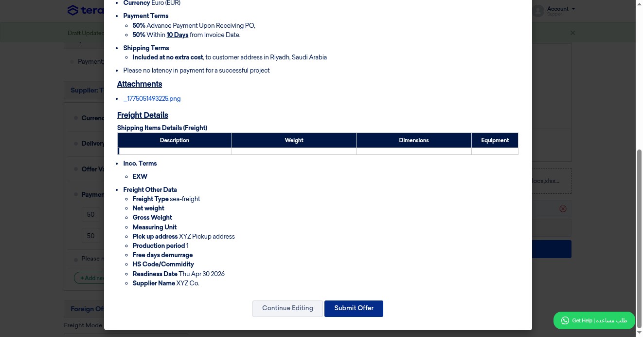 Review carefully then click on "Submit Offer"
