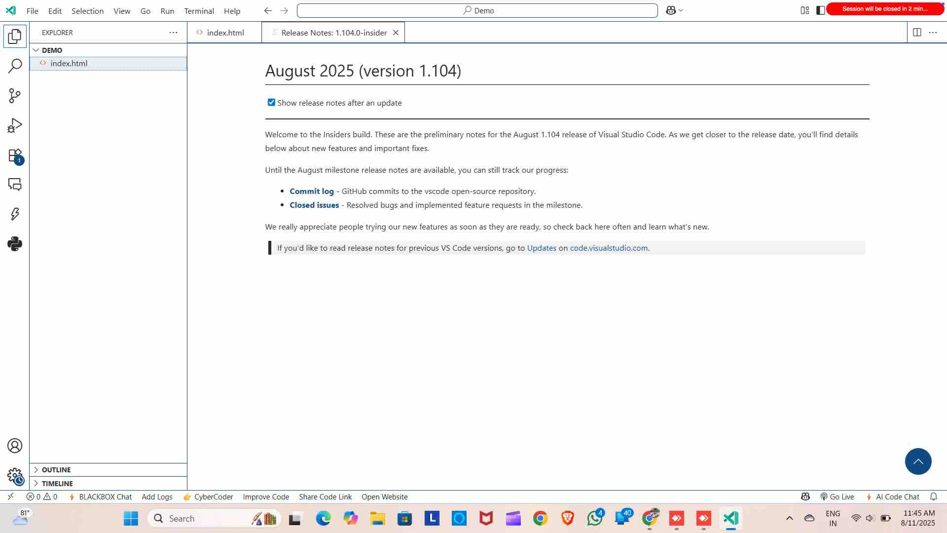 Open VSCode to do the exercise