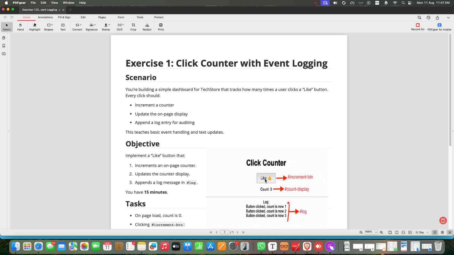 This is the sample exercise PDF looks like