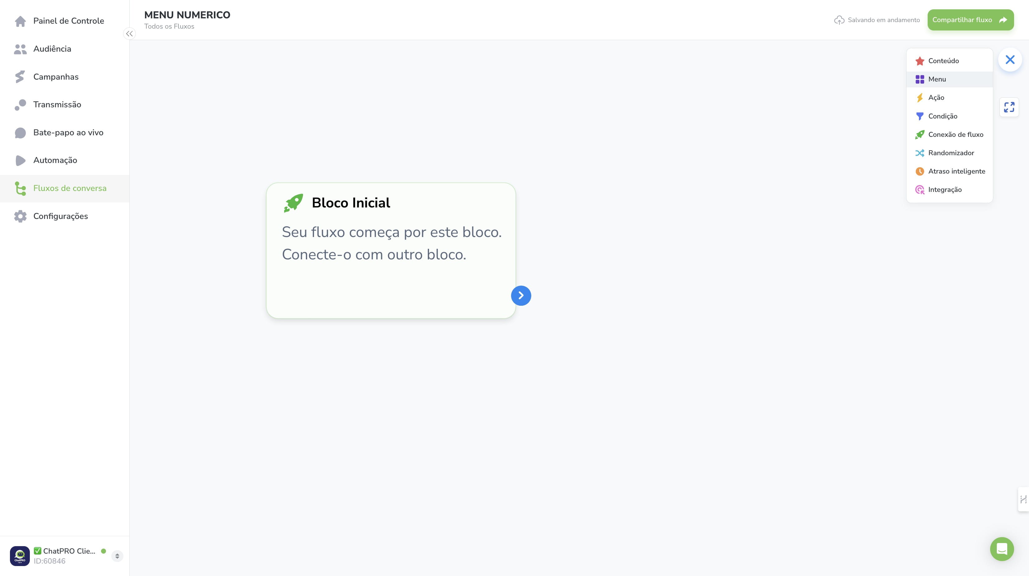 Click on e arraste "Menu"