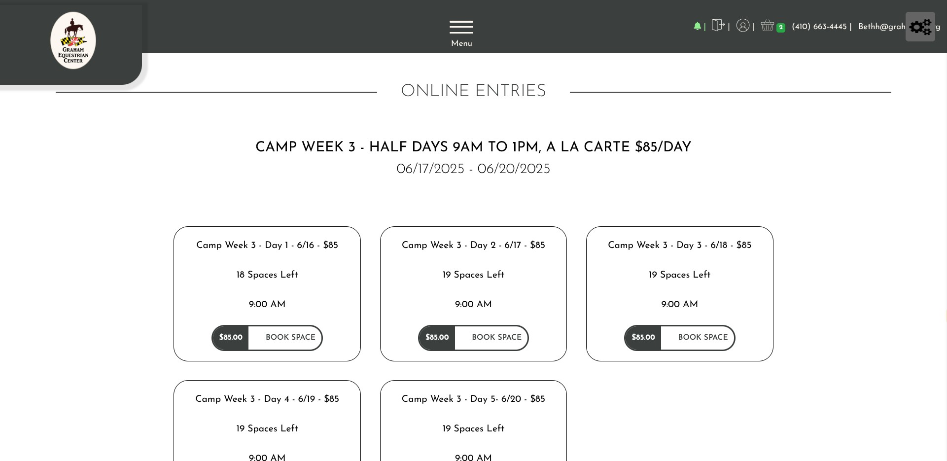 Click on 'book space' under day 2