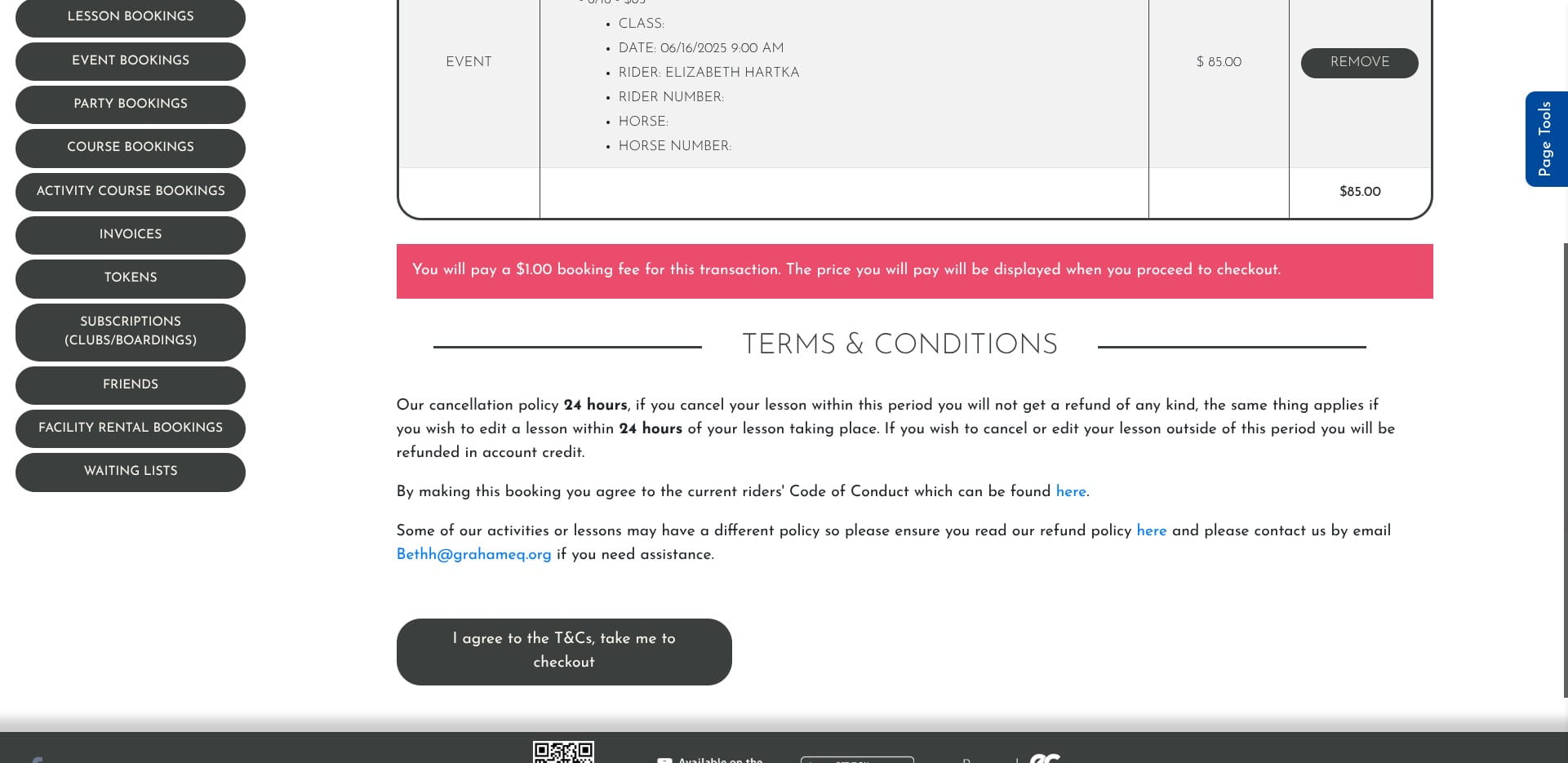 Click on "I agree to the T&Cs, take me to checkout"