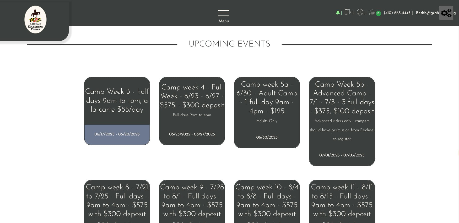 Click on "Camp Week 3 - half days 9am to 1pm, a la carte $85"
