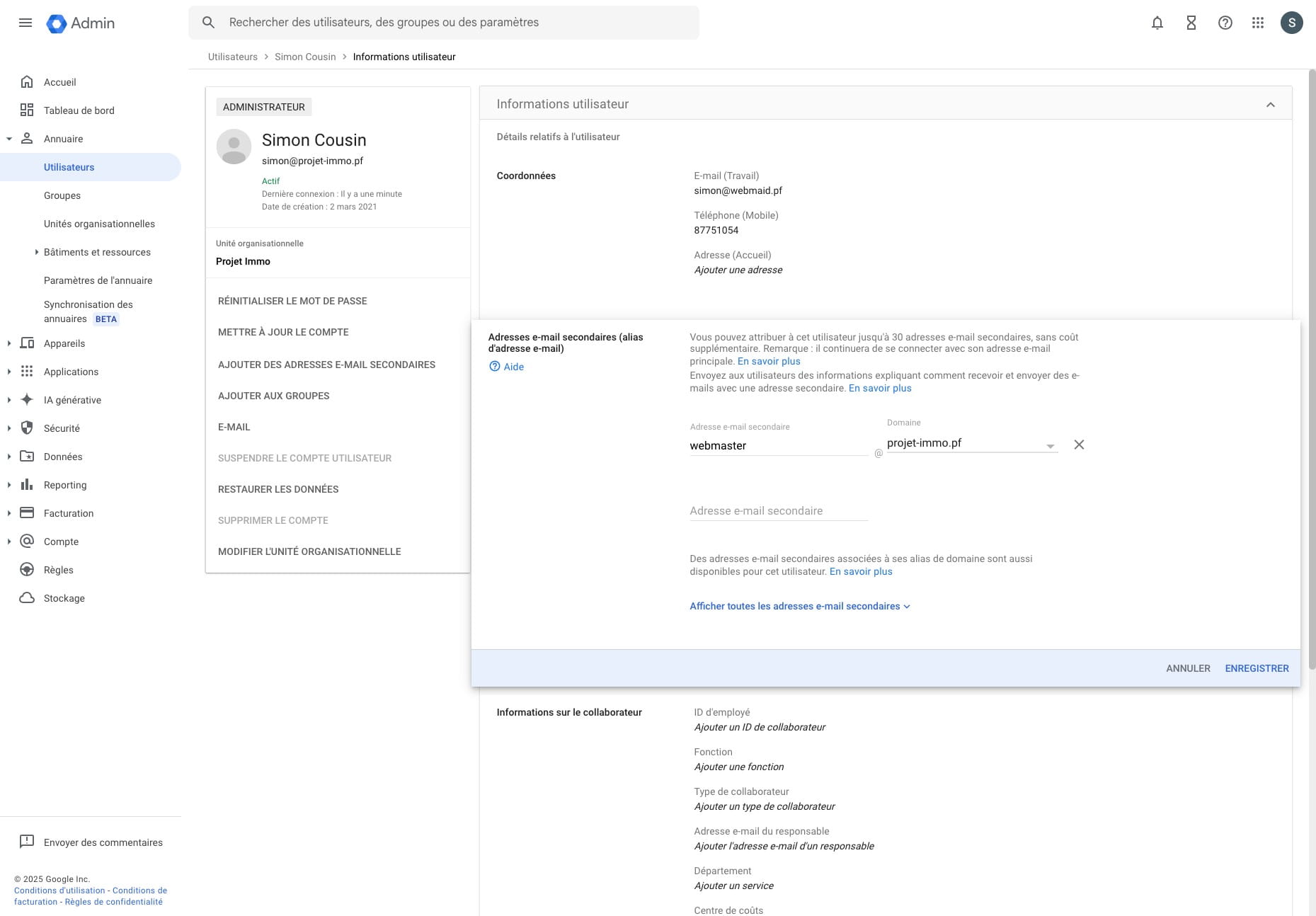 Cliquer sur "Enregistrer"
