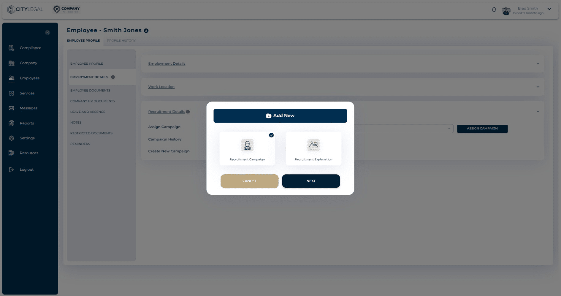 Click on 'Recruitment Campaign' and then click 'Next'.