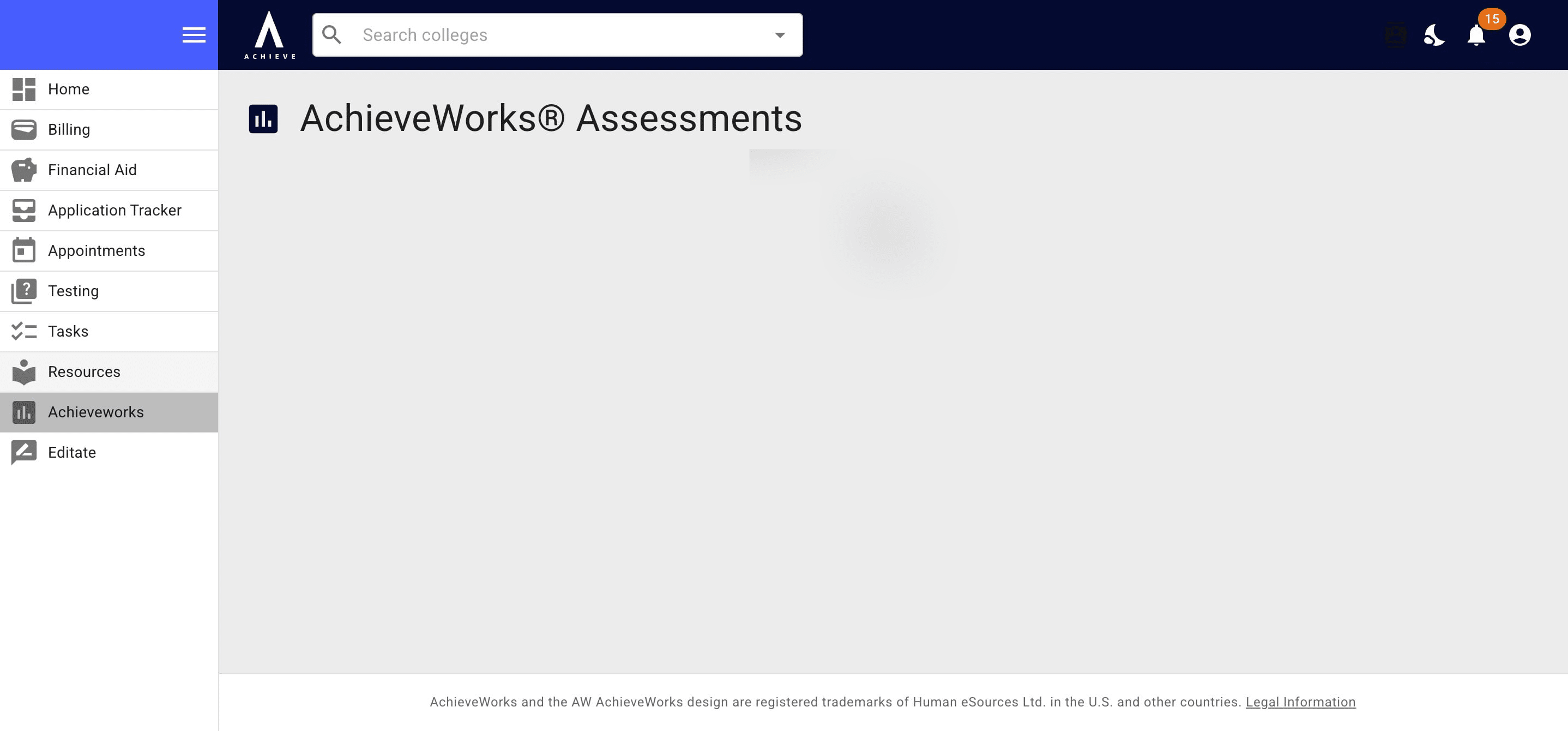 Next is **AchieveWorks**, which are personality & career-related assessment that some advisors use with their students. 