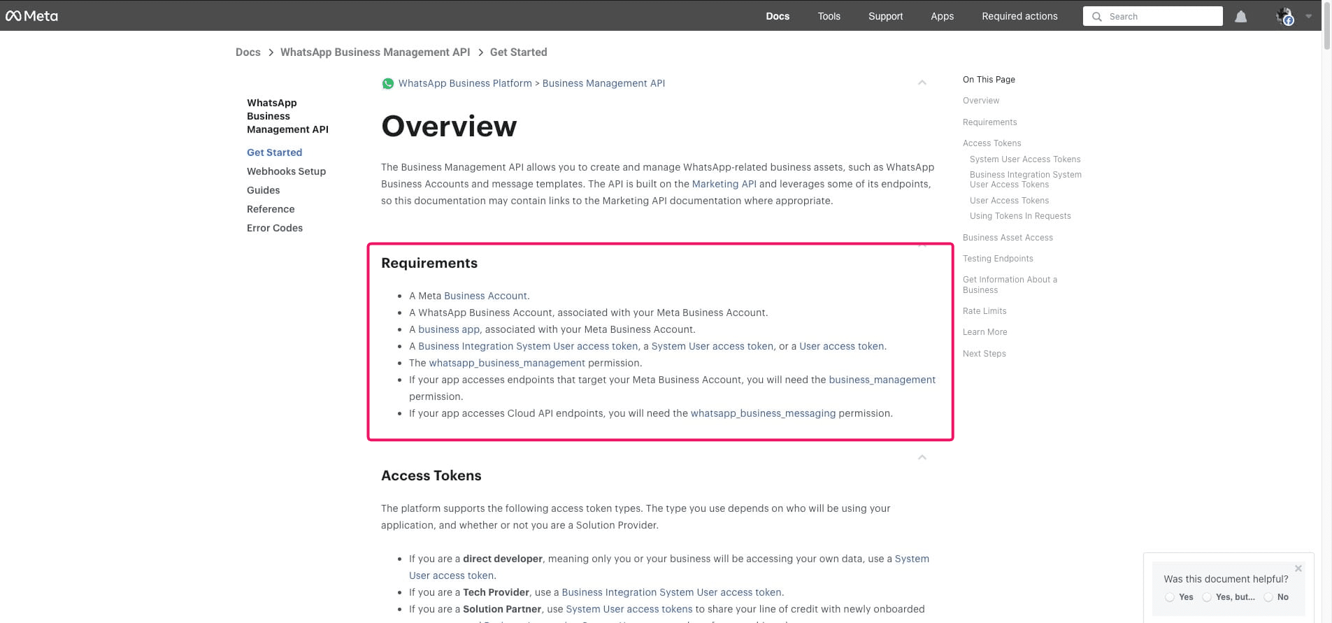 In the Facebook Business Management API article, it outlines the requirements to generate your Access Token.