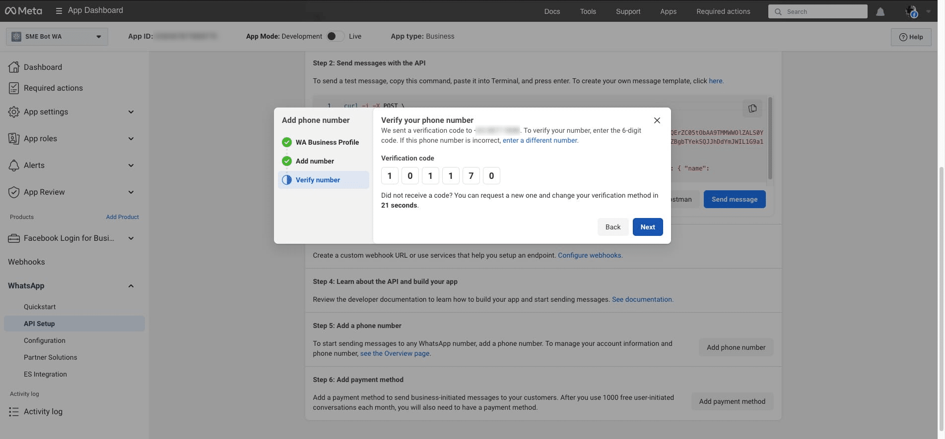 Using Text Message Verification, you will receive a code via text on your phone. Enter the code and click "Next" to proceed.