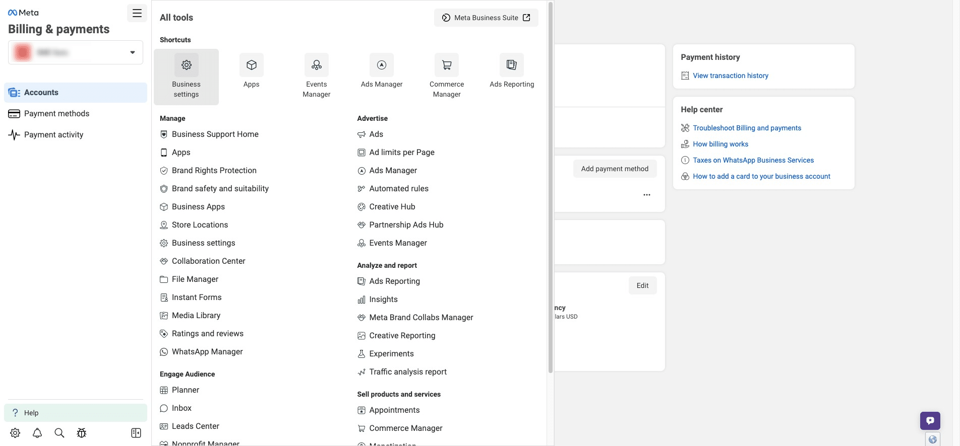 Click "Business Settings"