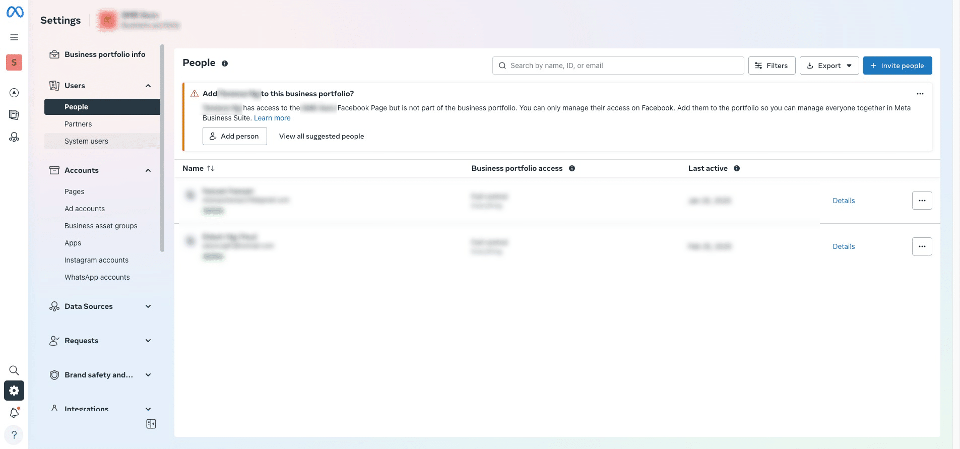 Navigate to [Meta Business Portfolio](https://business.facebook.com/select/), select or create the business portfolio you want to associate with WhatsApp. Once done, go to "Settings," then under "Users," click "System Users".