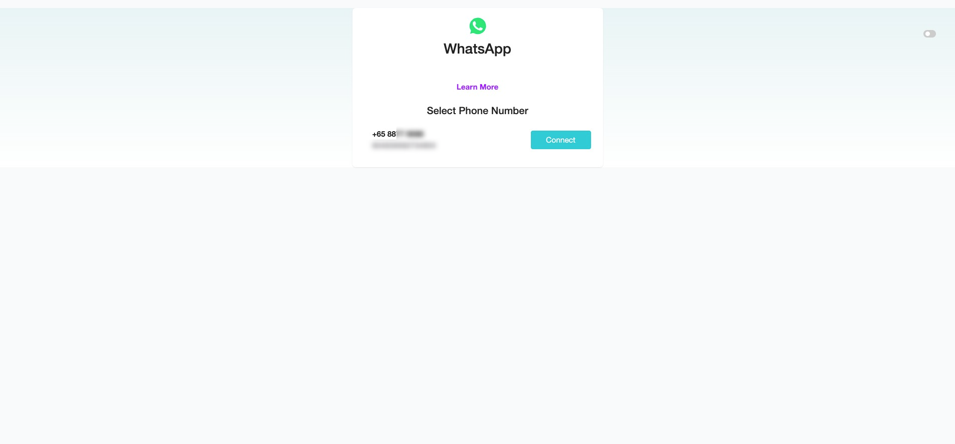 Click "Connect" for the new number.