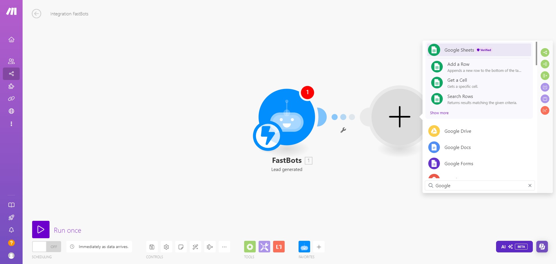 I this tutorial, I will select "Google Sheets"