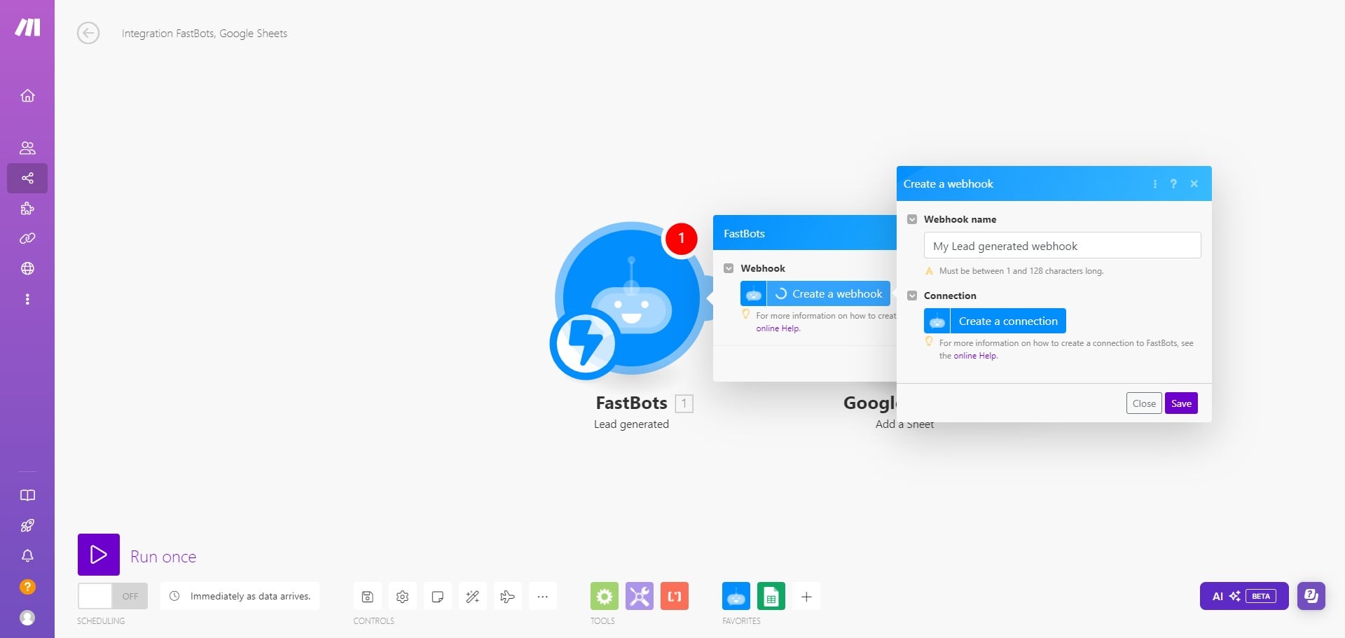Click on "Create a connection"