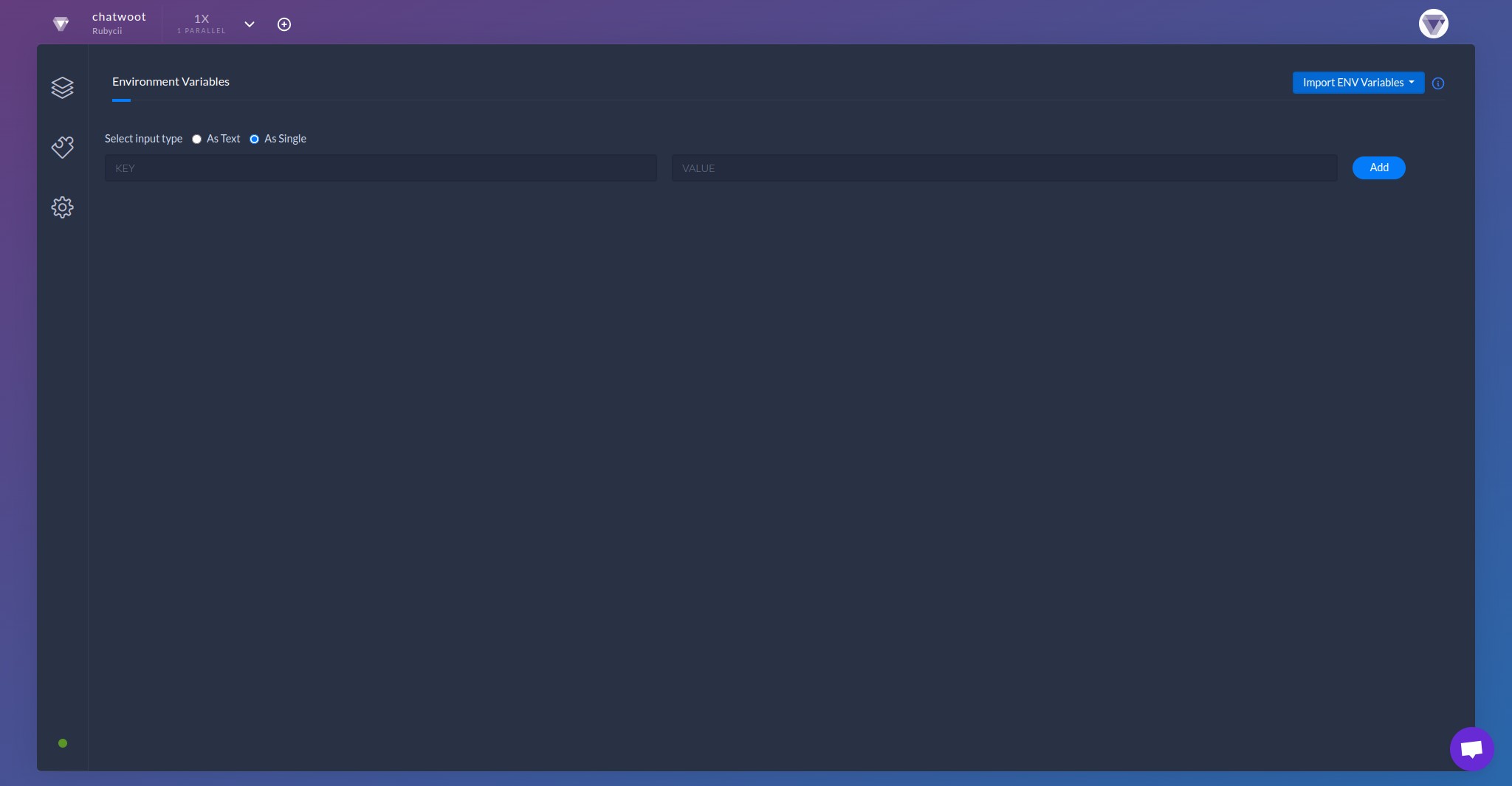 Click on "Import ENV Variables"