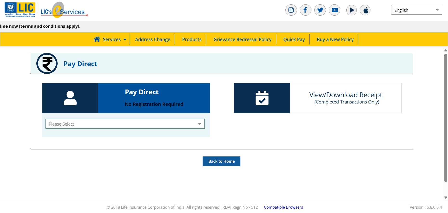 Click on dropdown menu "**Please select**".