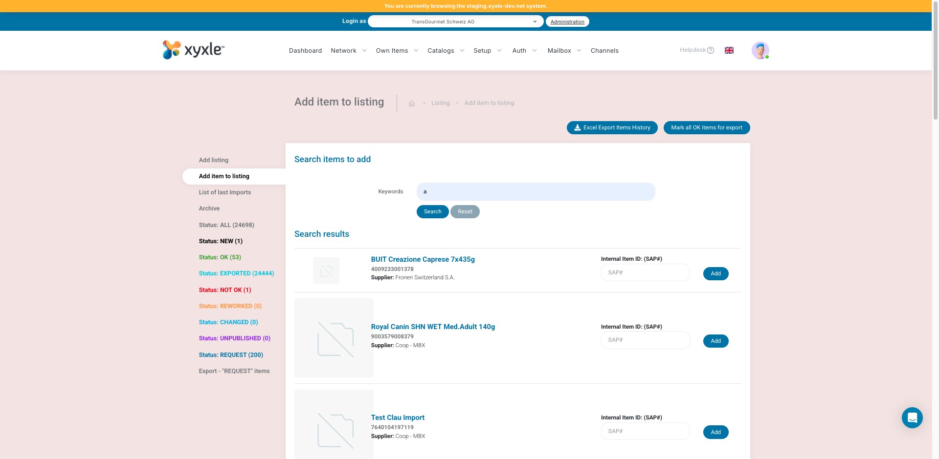 Fare clic su “Stato: NUOVO” (“