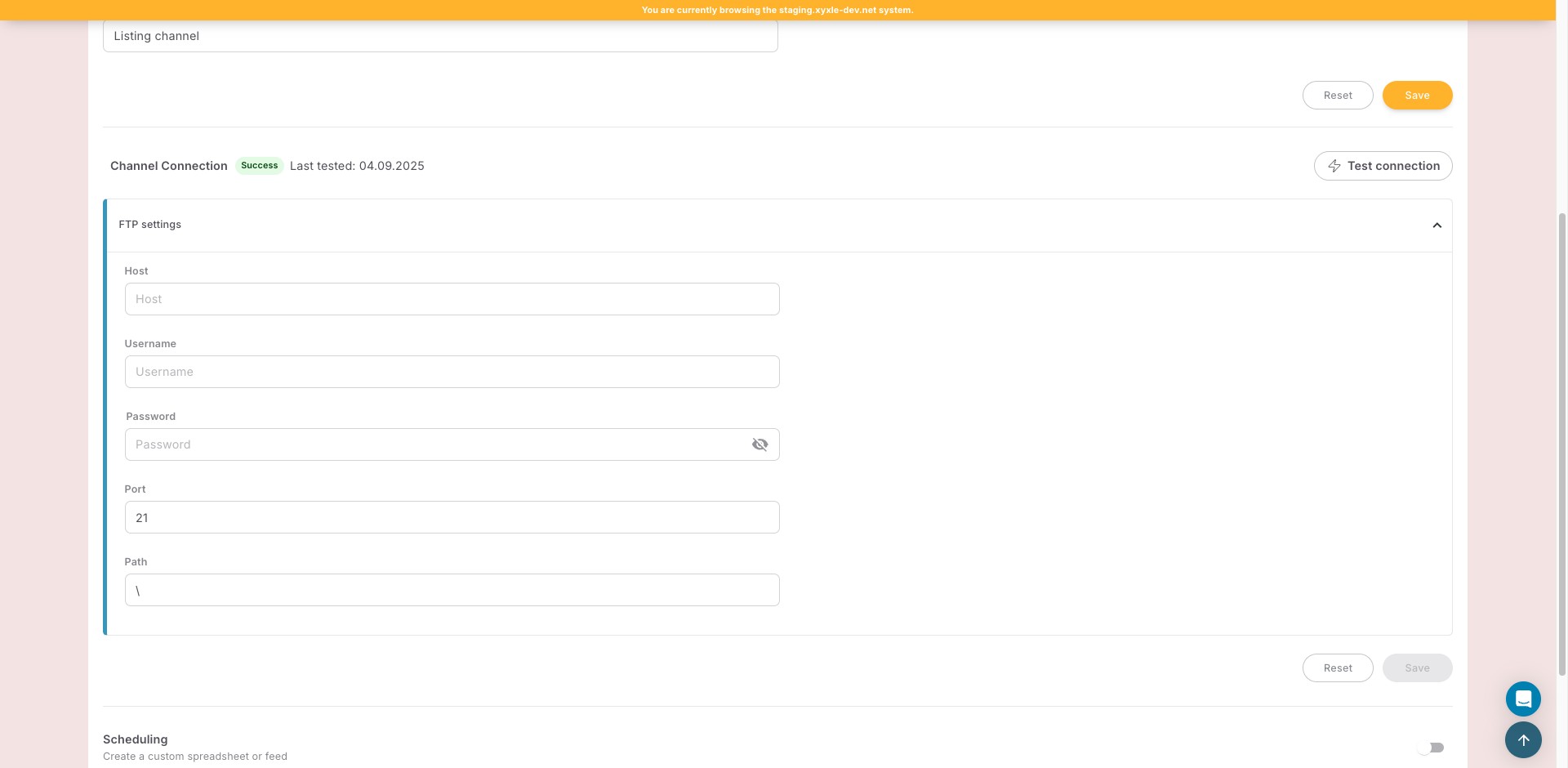 Fare clic su "Connessione canale"