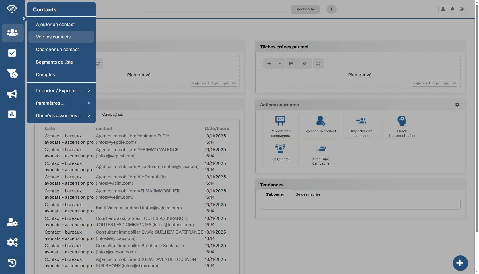 Aperçu des contacts avec scoring dans BoostKit