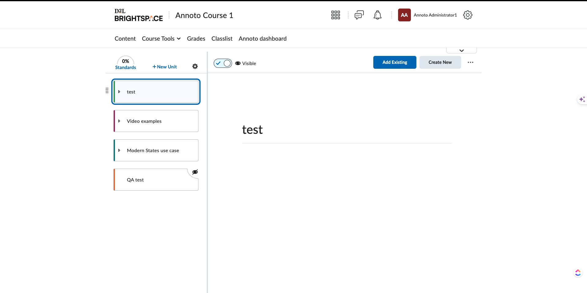Let's see an example of the activity in a course we want to copy