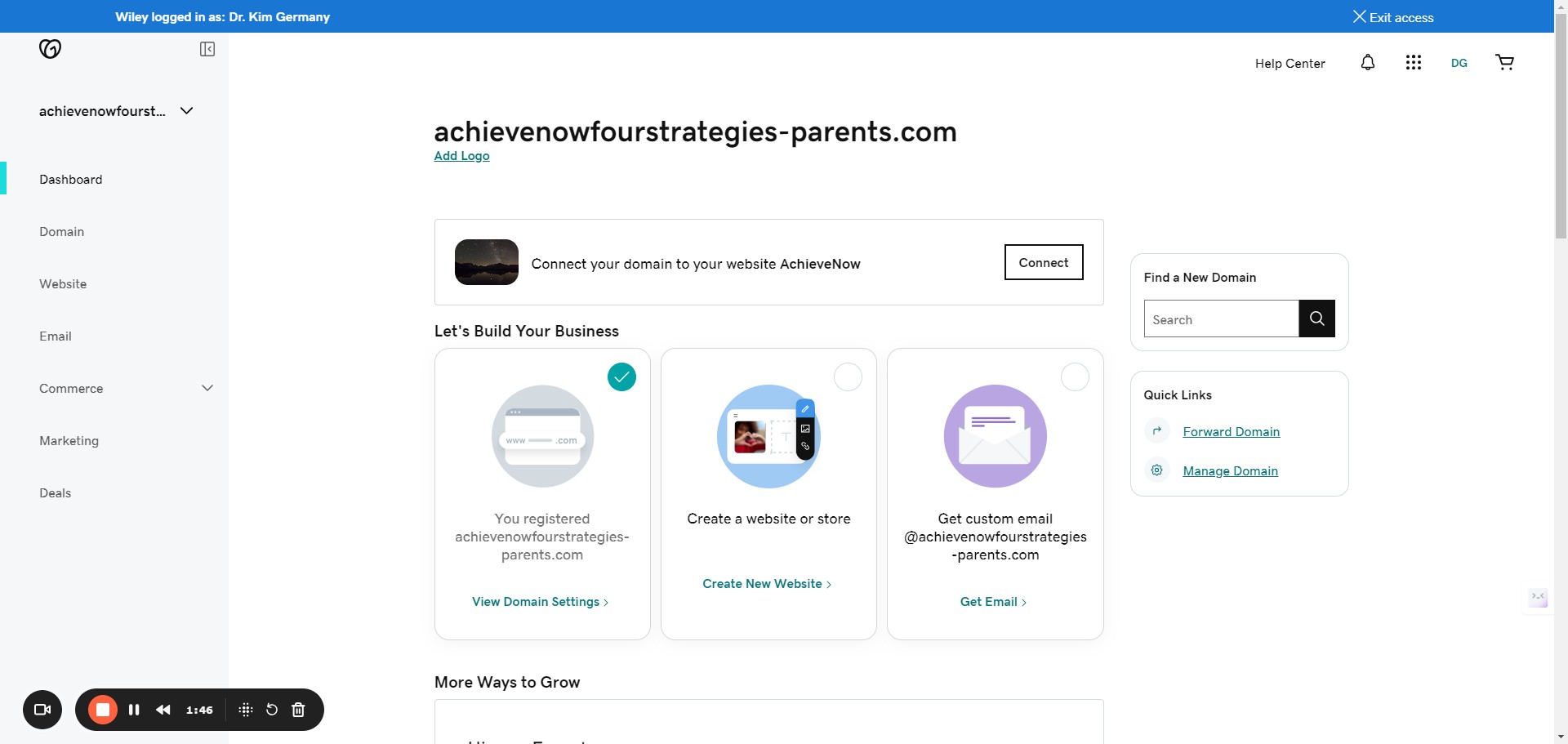 Click on "Forward Domain"