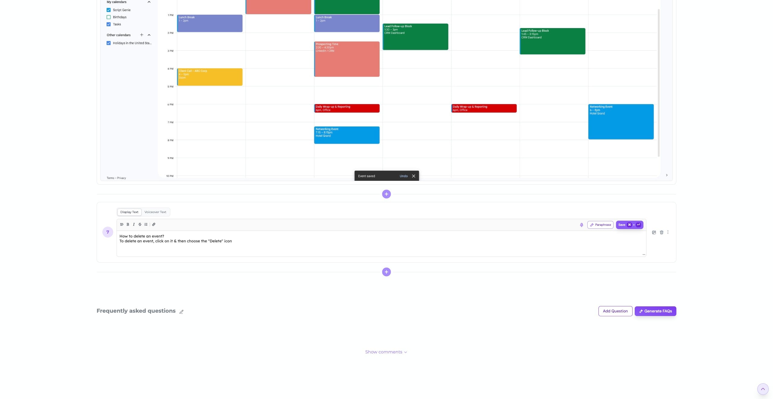 You can then add content to your new step