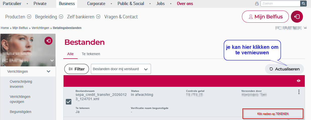 Start het KBC Business Dashboard