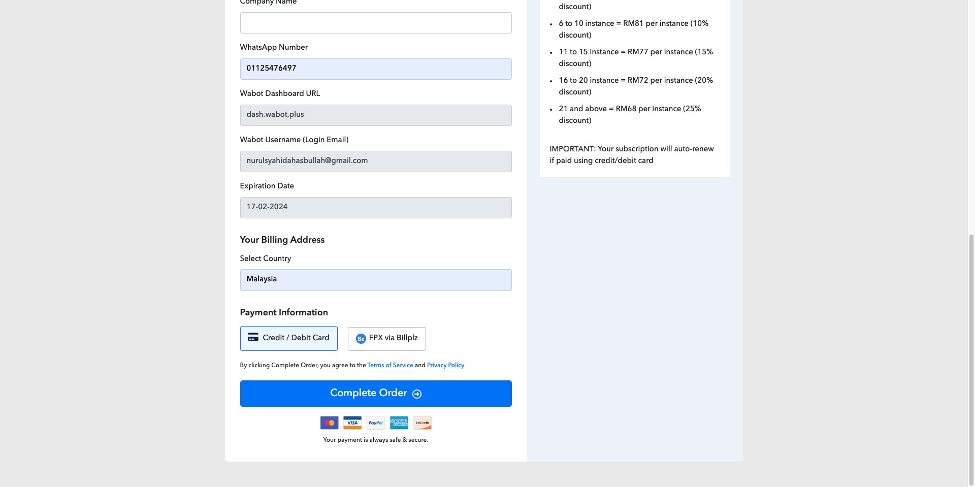 Choose your payment method