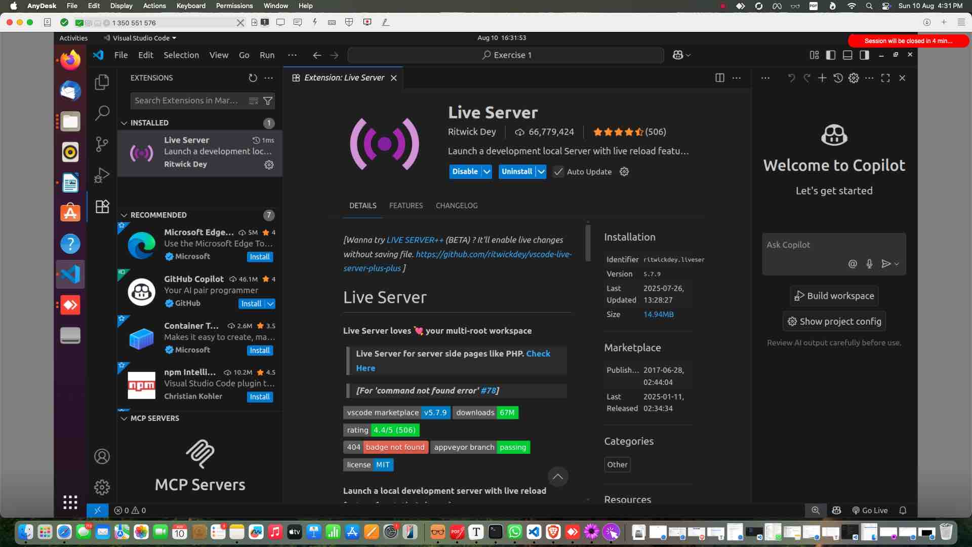 If Live Server vscode extention is not installed
Install it.  