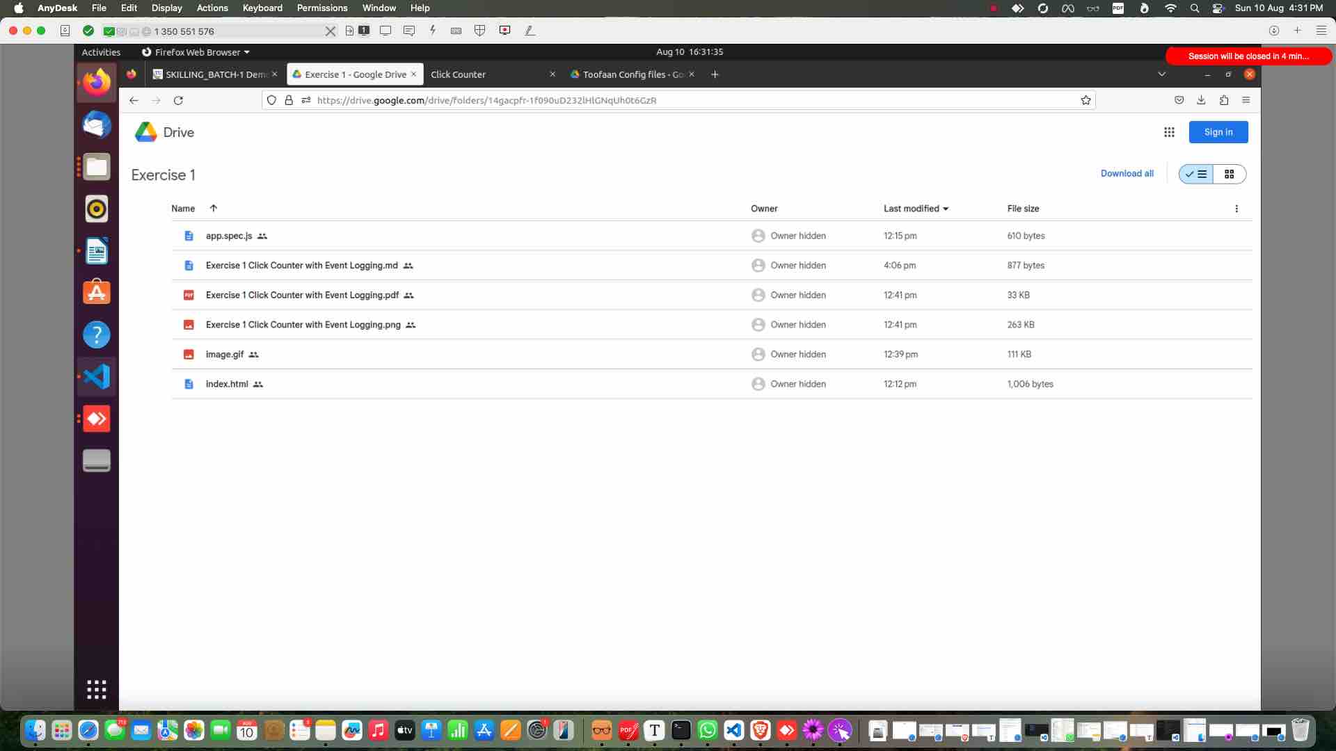 Download the exercise in local machine fro google drive