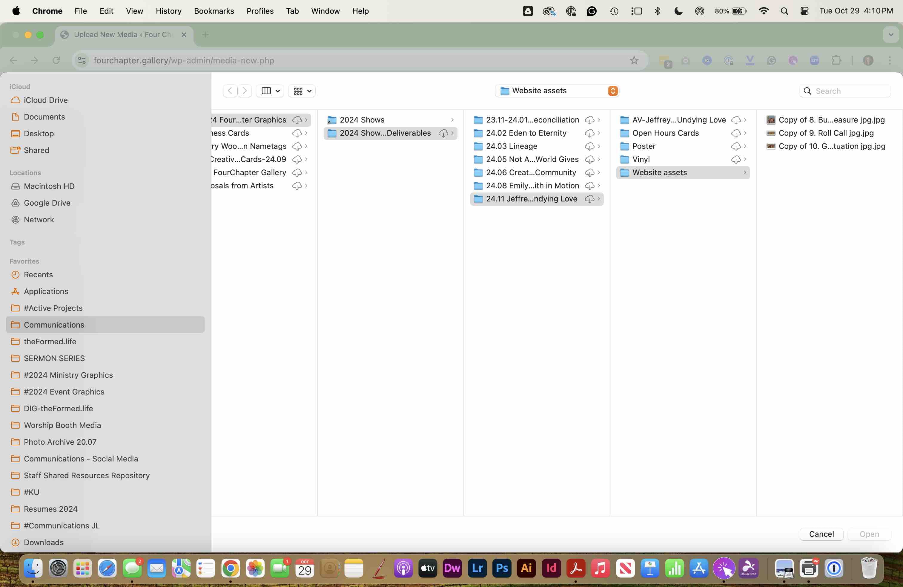 Use the COMMUNICATIONS folder (NOT the shortlink folder) to copy and resize your images for the website).