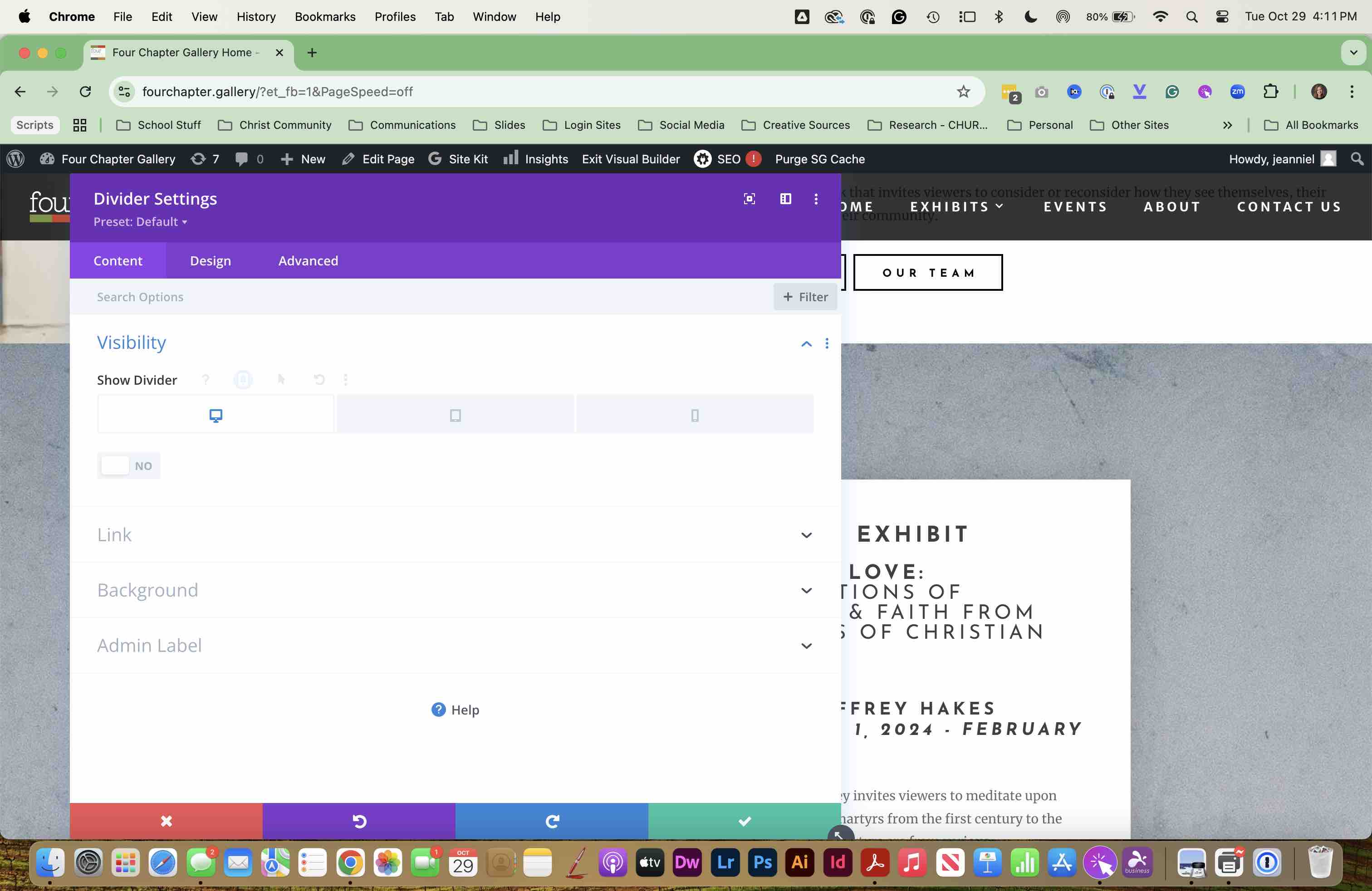 In DIVIDER SETTINGS select BACKGROUND